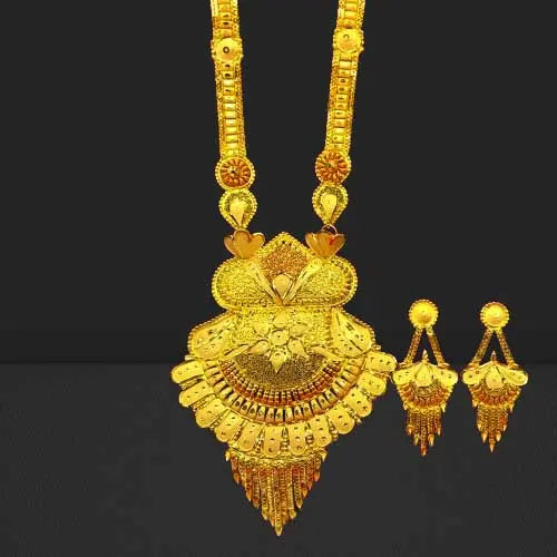 Exquisite Indian Gold Plated Necklace & Earrings Set – Bridal Jewelry Set, Ethnic Necklace for Women, Festive Wedding Jewelry Attractive Sister
