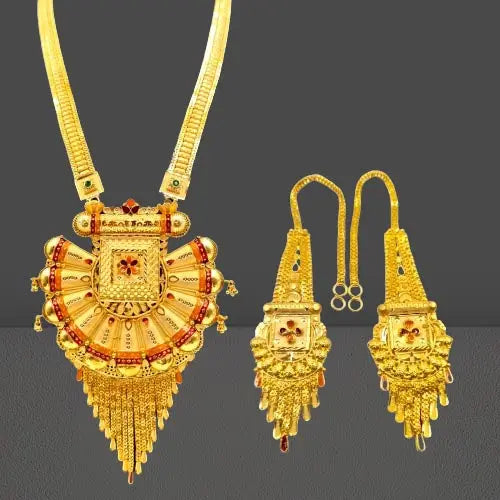 Traditional Gold-Plated Indian Necklace Set - Attractive Sister