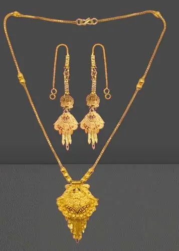 Exquisite One Gram Gold Traditional Necklace and Earrings Set - Attractive Sister