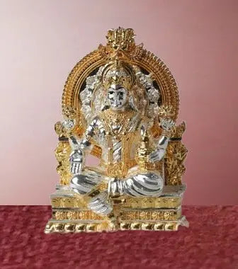 Gold and Silver Plated Maa Laxmi Ji Statue - 165g, 3.75" x 1.75" x 2.25" - Prosperity Idol Attractive Sister