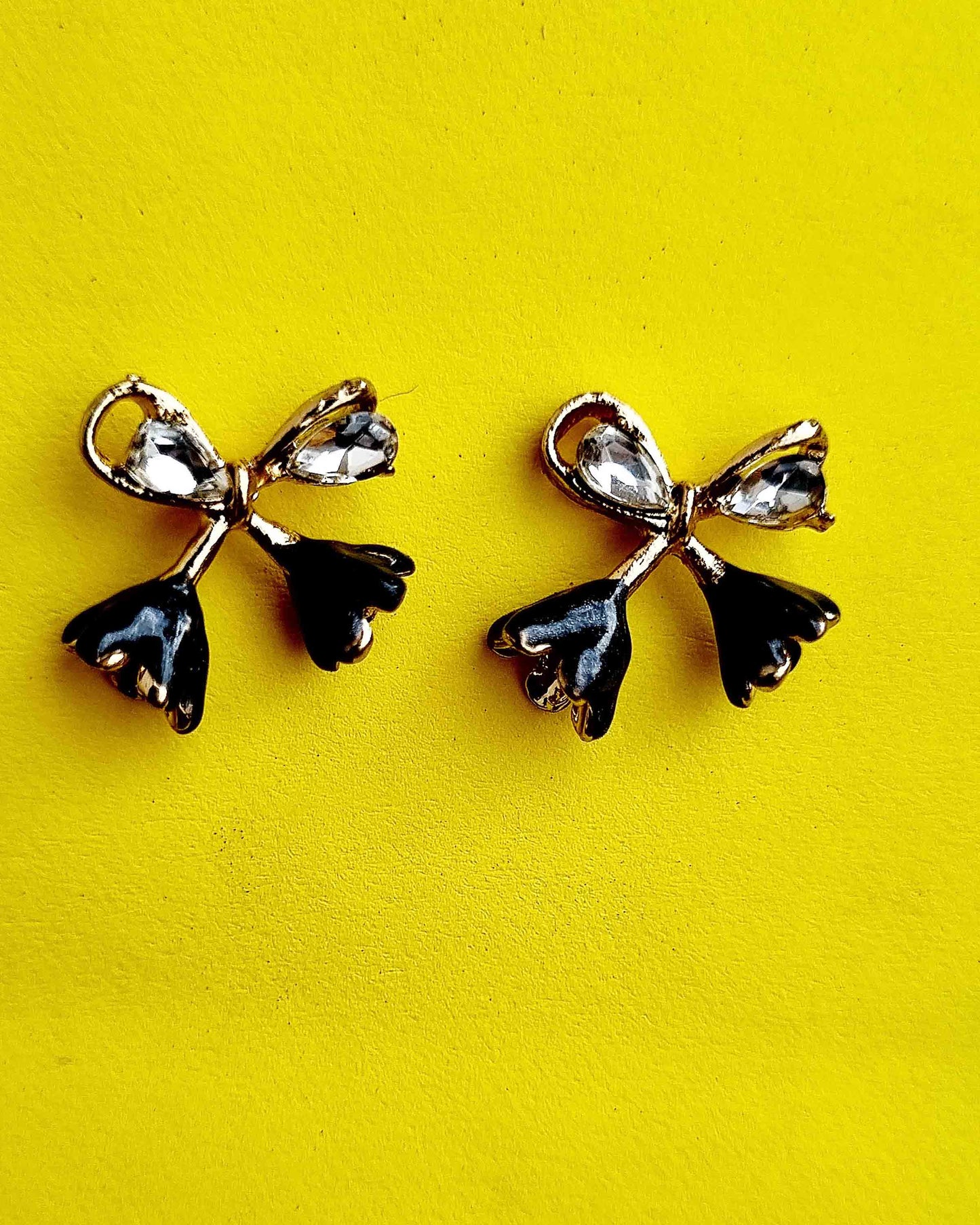 Bow Earrings with Rhinestones Attractive Sister