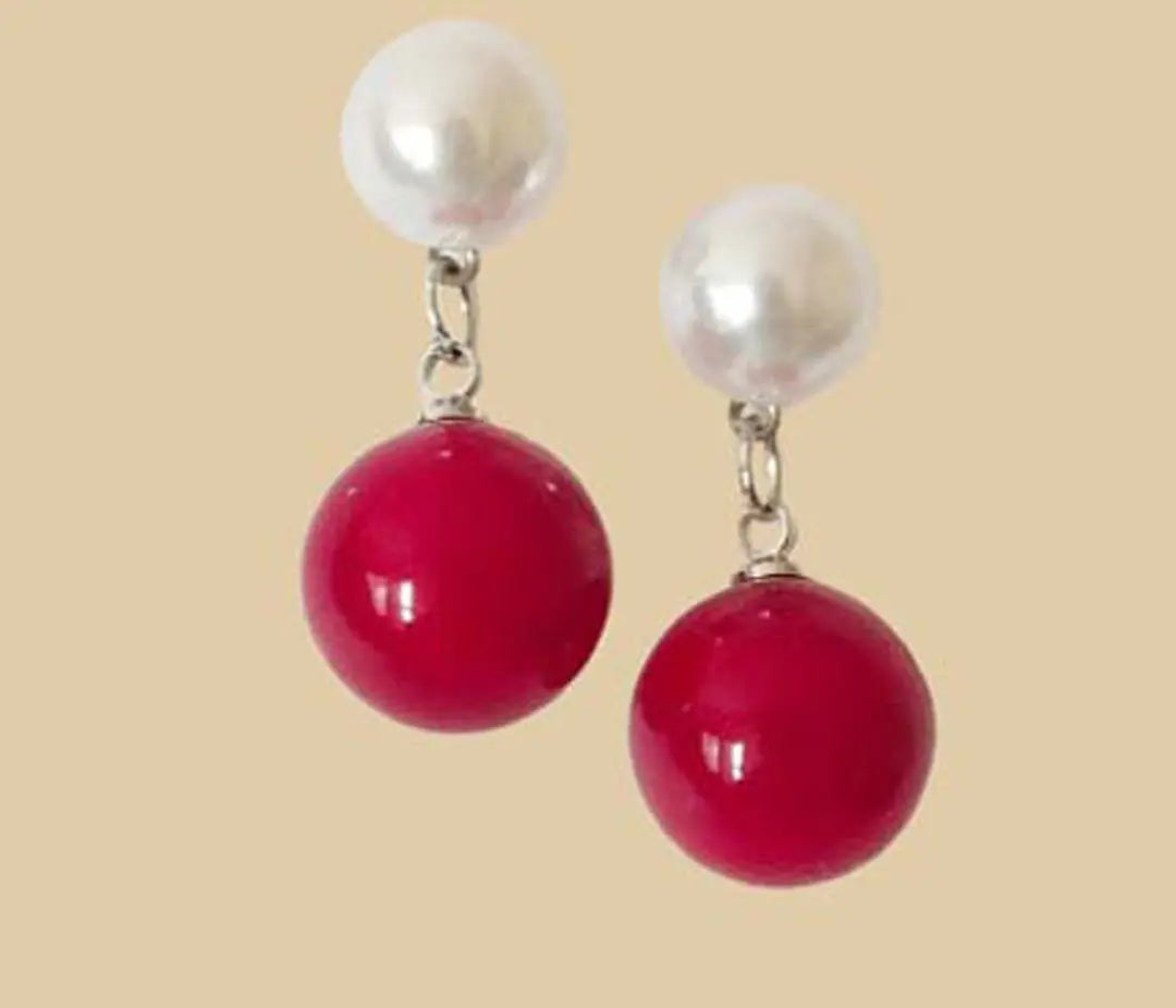 Pearl Earrings, Jade Earrings, 12mm jade earrings, 7-8mm white pearl 925 silver stud earrings Attractive Sister