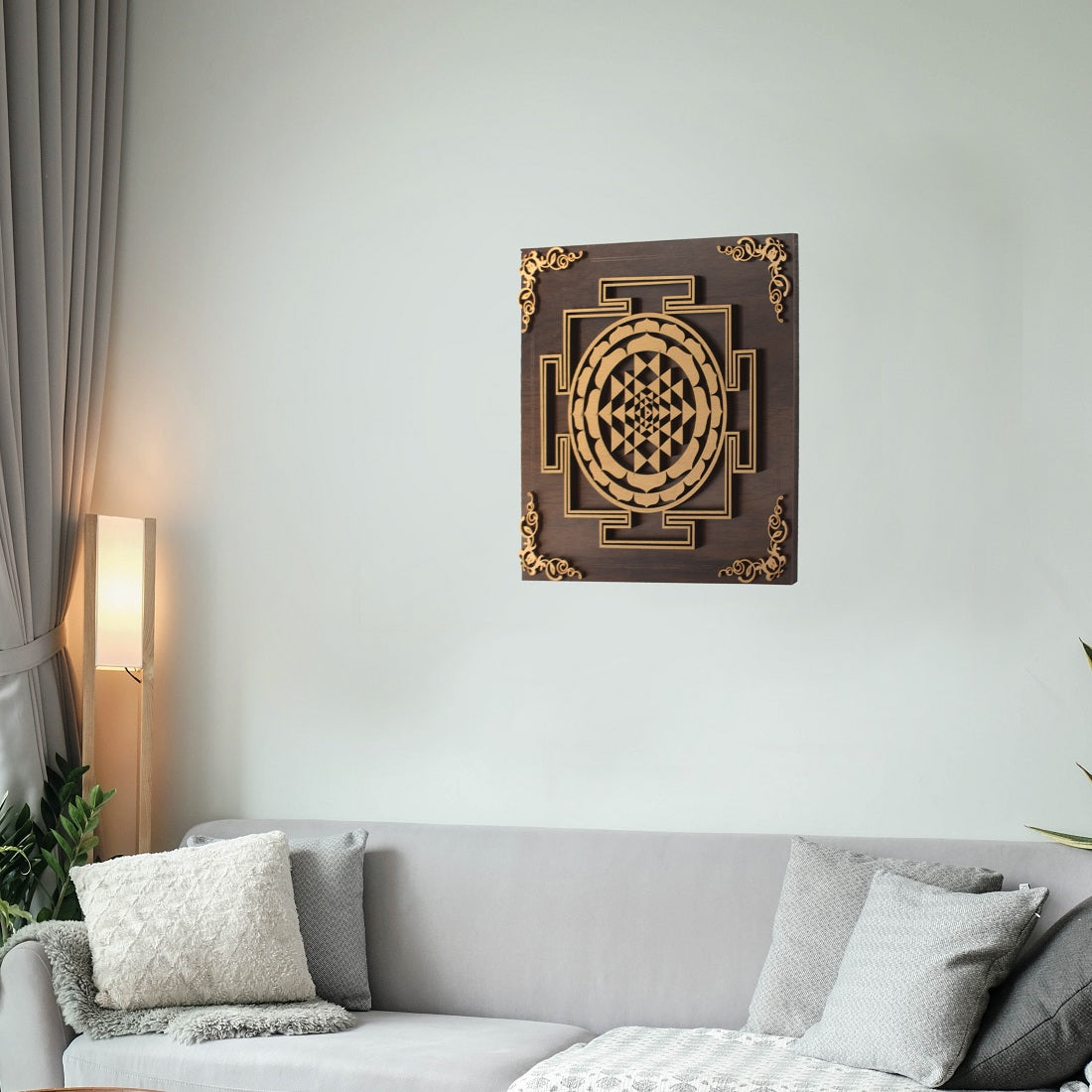 Boho Wooden Sri Yantra Mandala Art for Wall Decor Attractive Sister