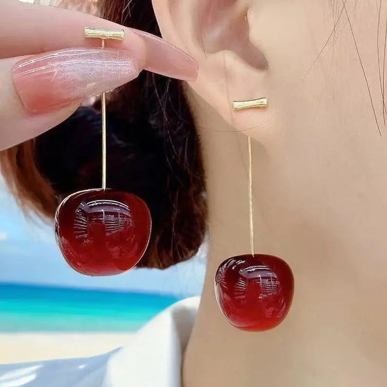 Stylish Cherry Earrings Cute and fun food-inspired theme Attractive Sister