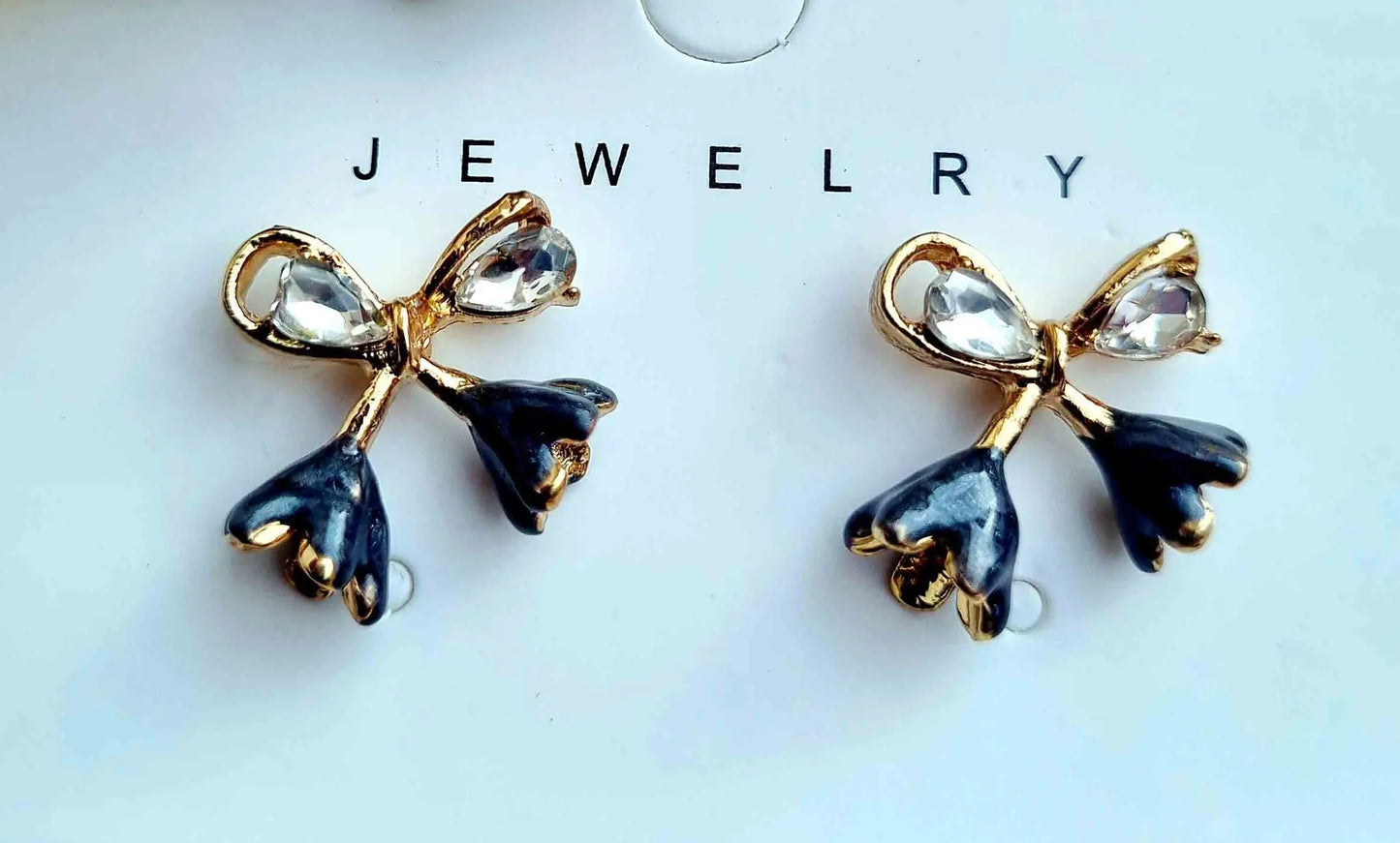 Bow Earrings with Rhinestones Attractive Sister