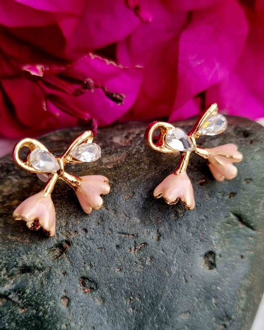 Bow Earrings with Rhinestones Attractive Sister