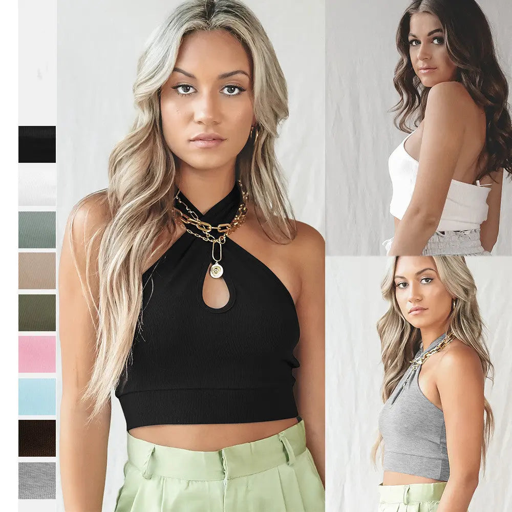 Women's Halter Backless Knitted Vest Top CJ