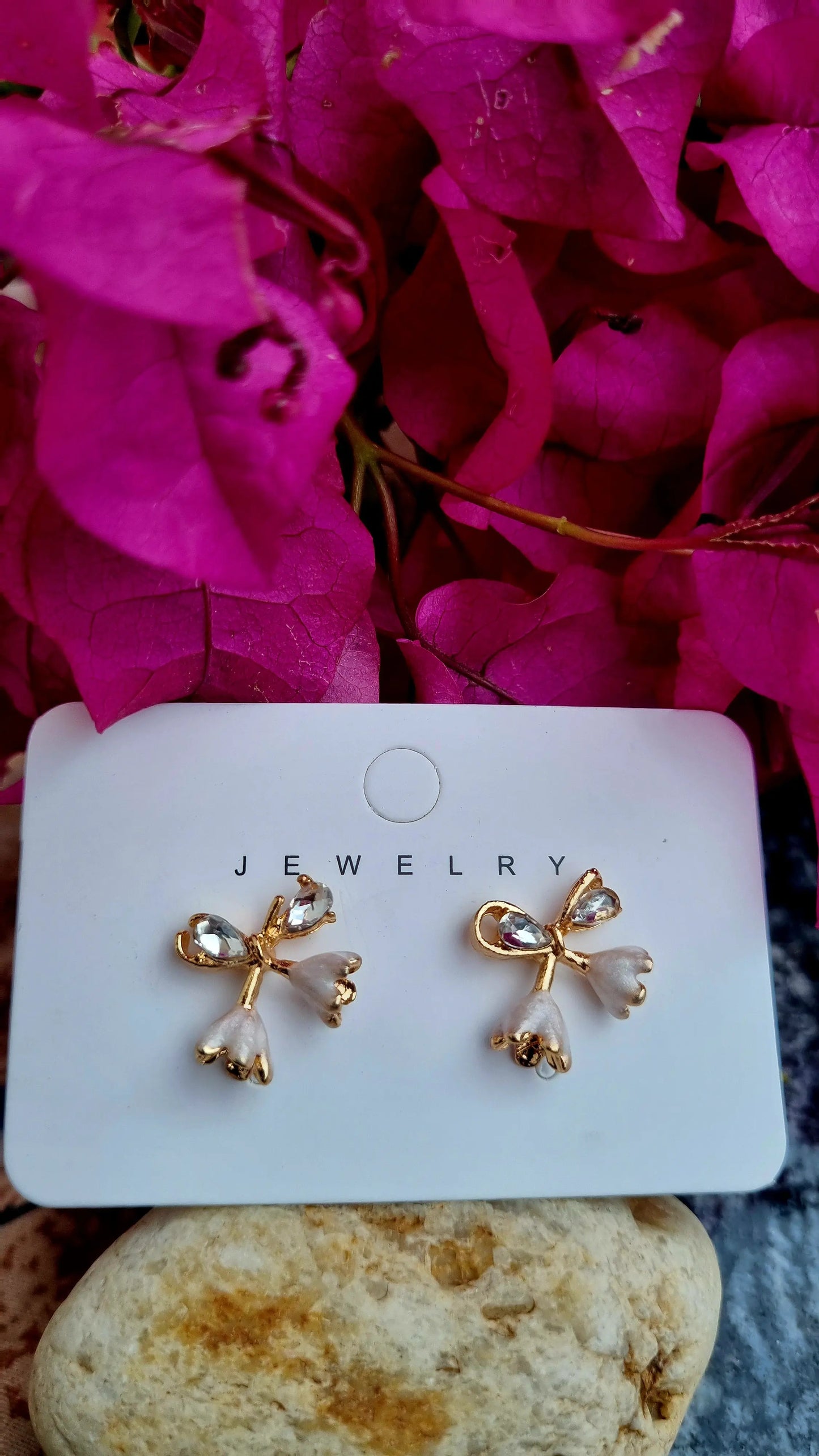 Bow Earrings with Rhinestones Attractive Sister