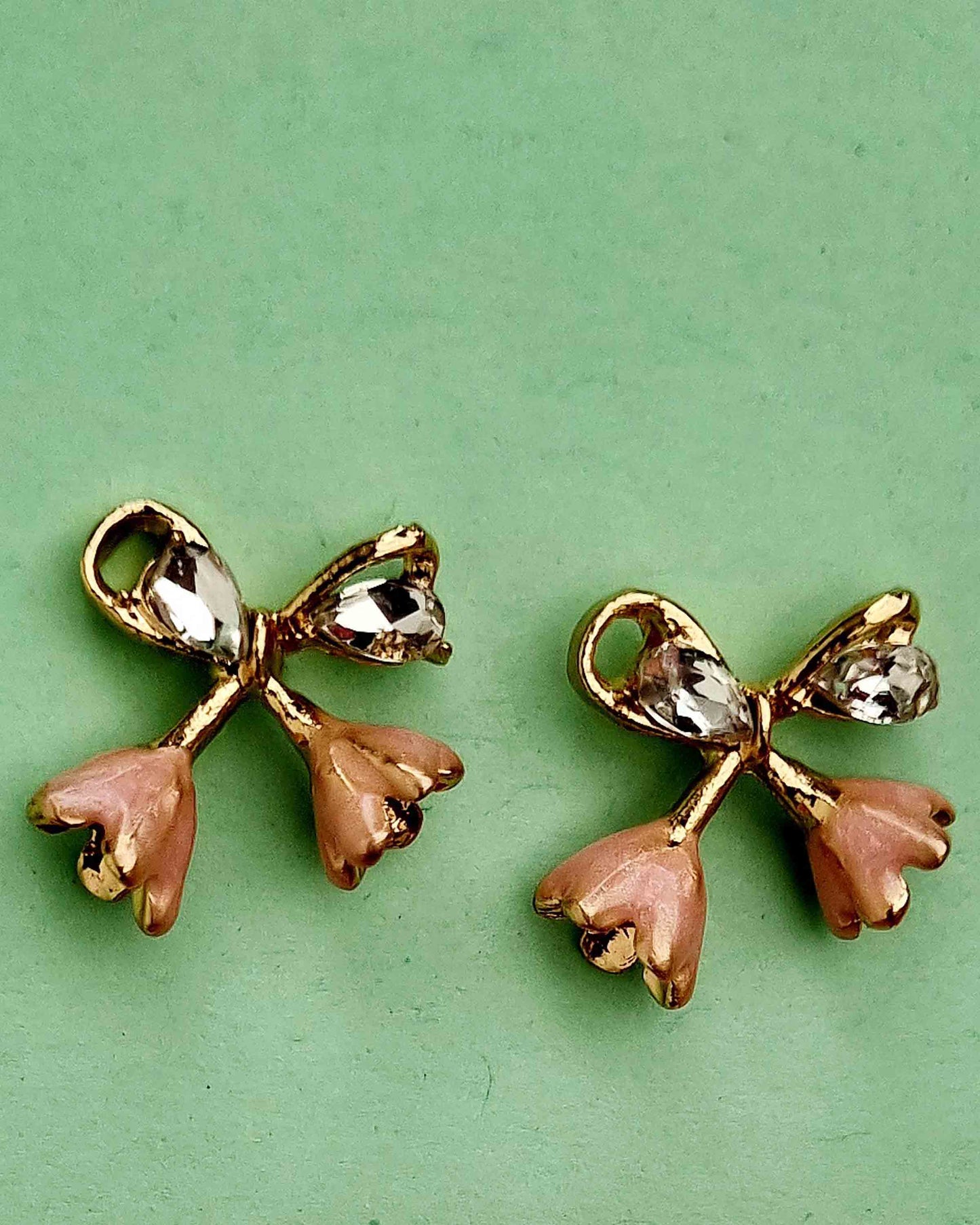 Bow Earrings with Rhinestones Attractive Sister