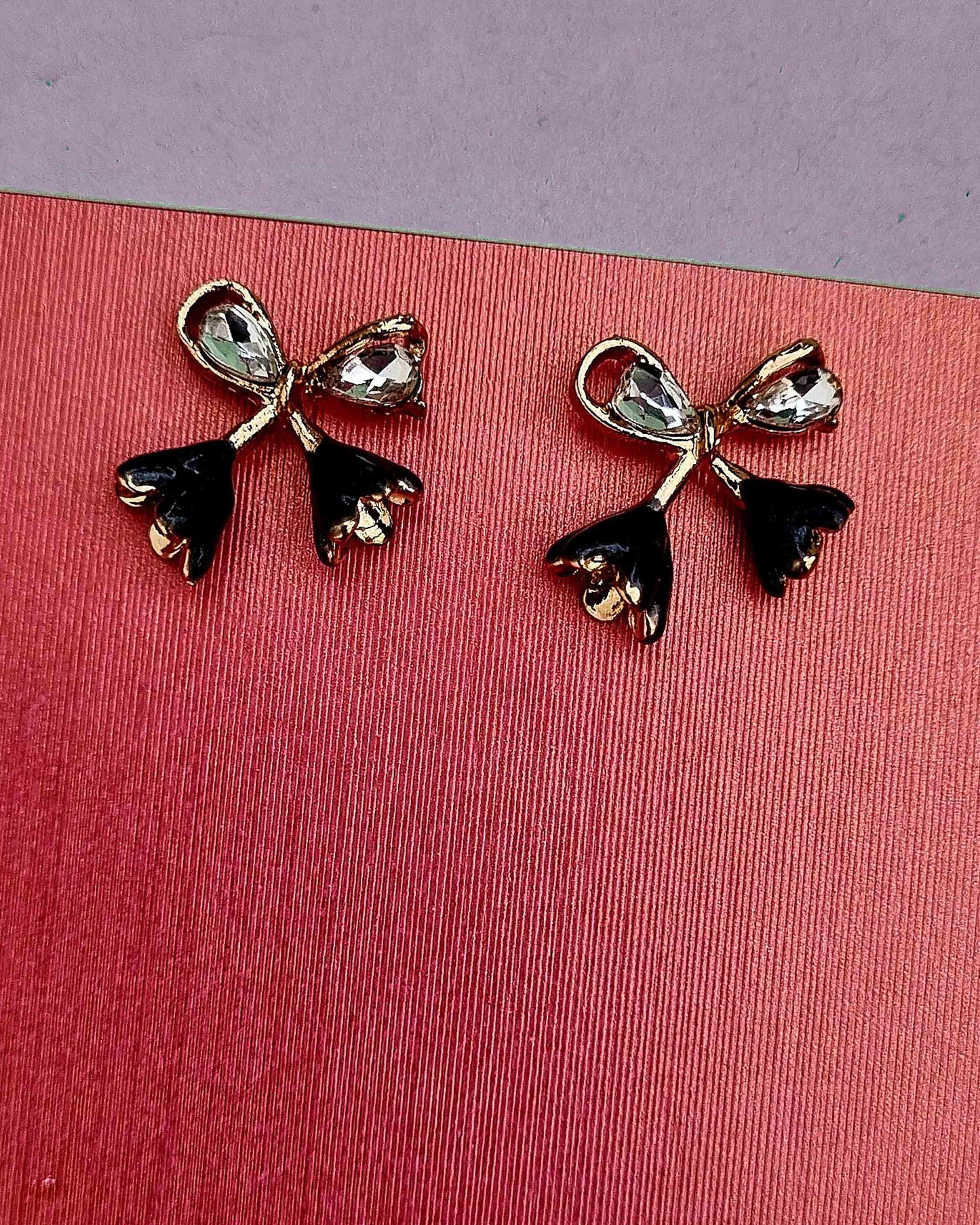 Bow Earrings with Rhinestones Attractive Sister