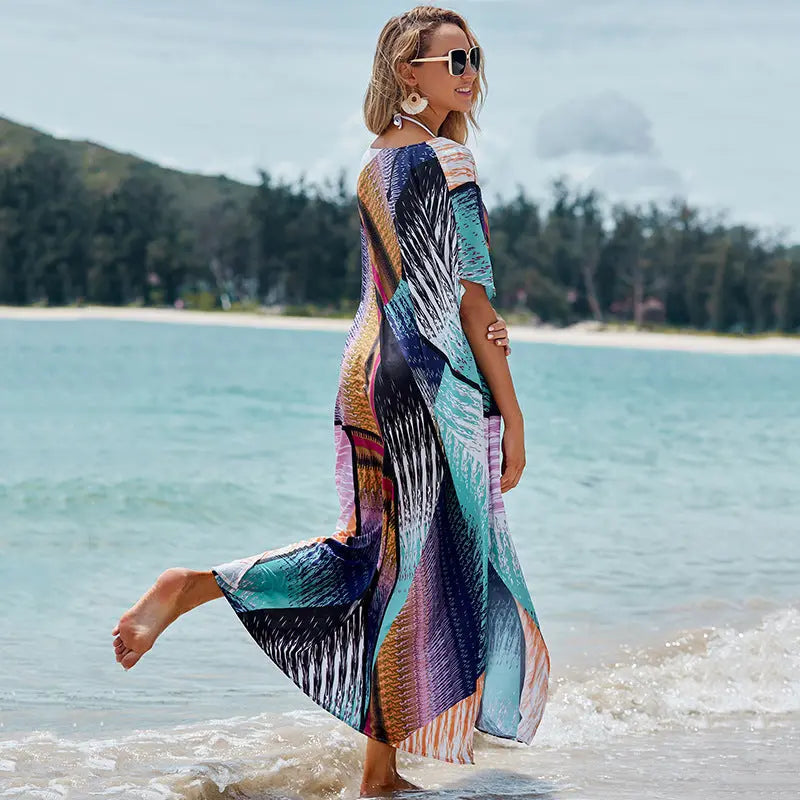 Women's Sun Protection Shirt Beach Vacation Dress CJ