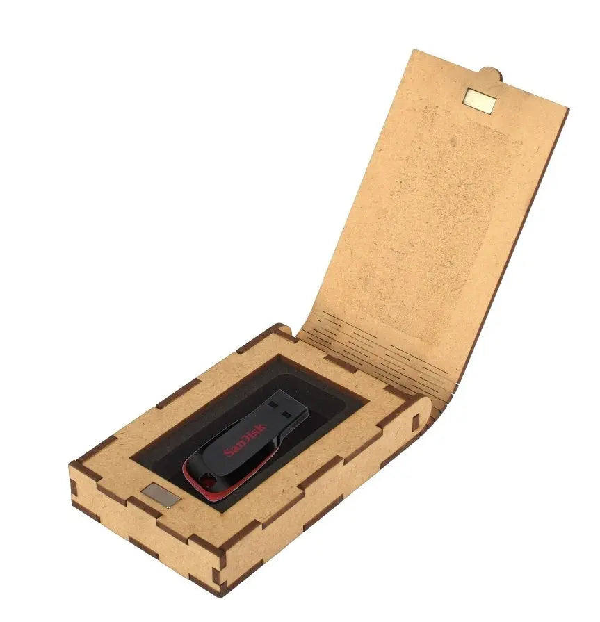 Wooden USB Pen Drive Organizer Box with Secure Cover & Compartments for Storage Attractive Sister