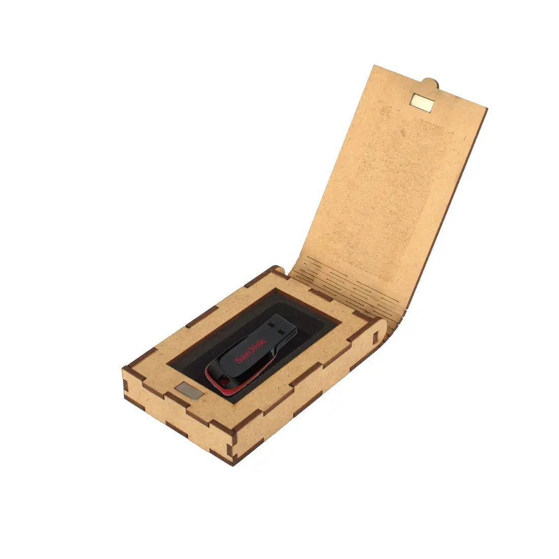 Wooden USB Pen Drive Organizer Box with Secure Cover & Compartments for Storage Attractive Sister