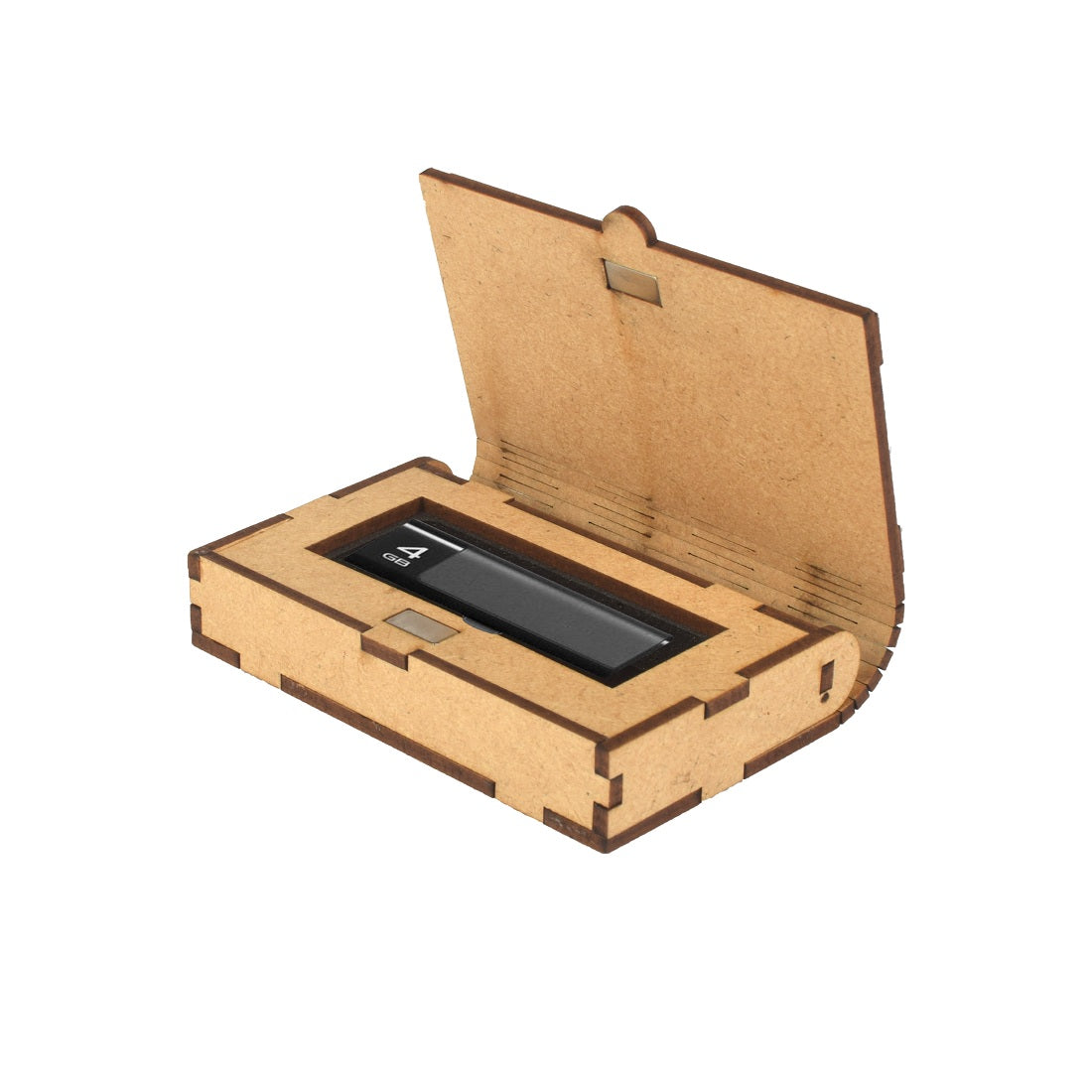 Wooden Pen Drive Organizer Box with Cover & Compartments – Elegant USB Storage Holder Attractive Sister