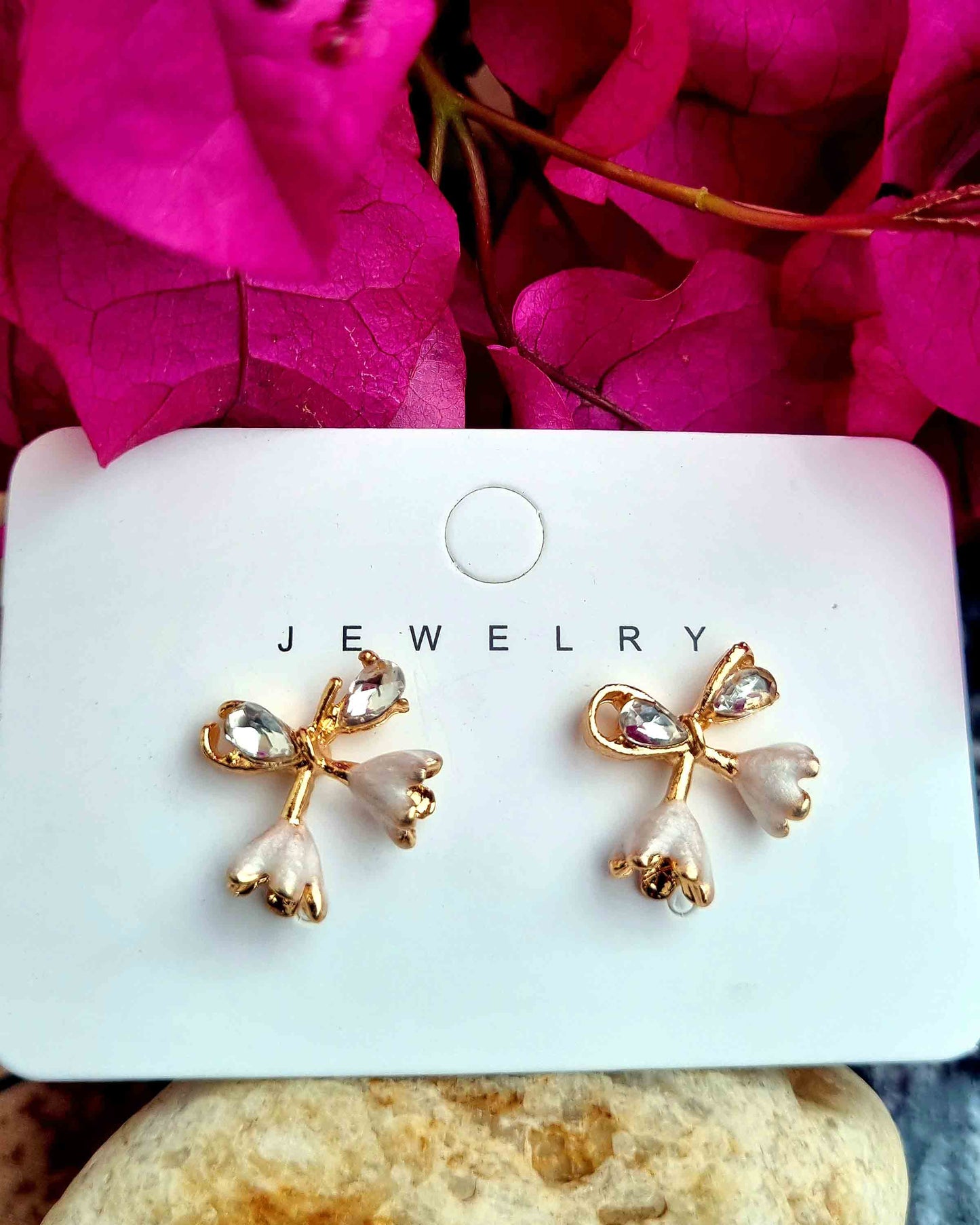 Bow Earrings with Rhinestones Attractive Sister