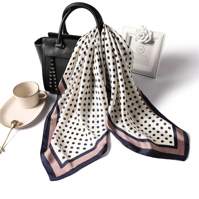 New Square Scarf Fashion Wave Point Scarf Women's Imitation Silk 70cm Professional Scarf Versatile Decorative Neck Tie Bag eprolo