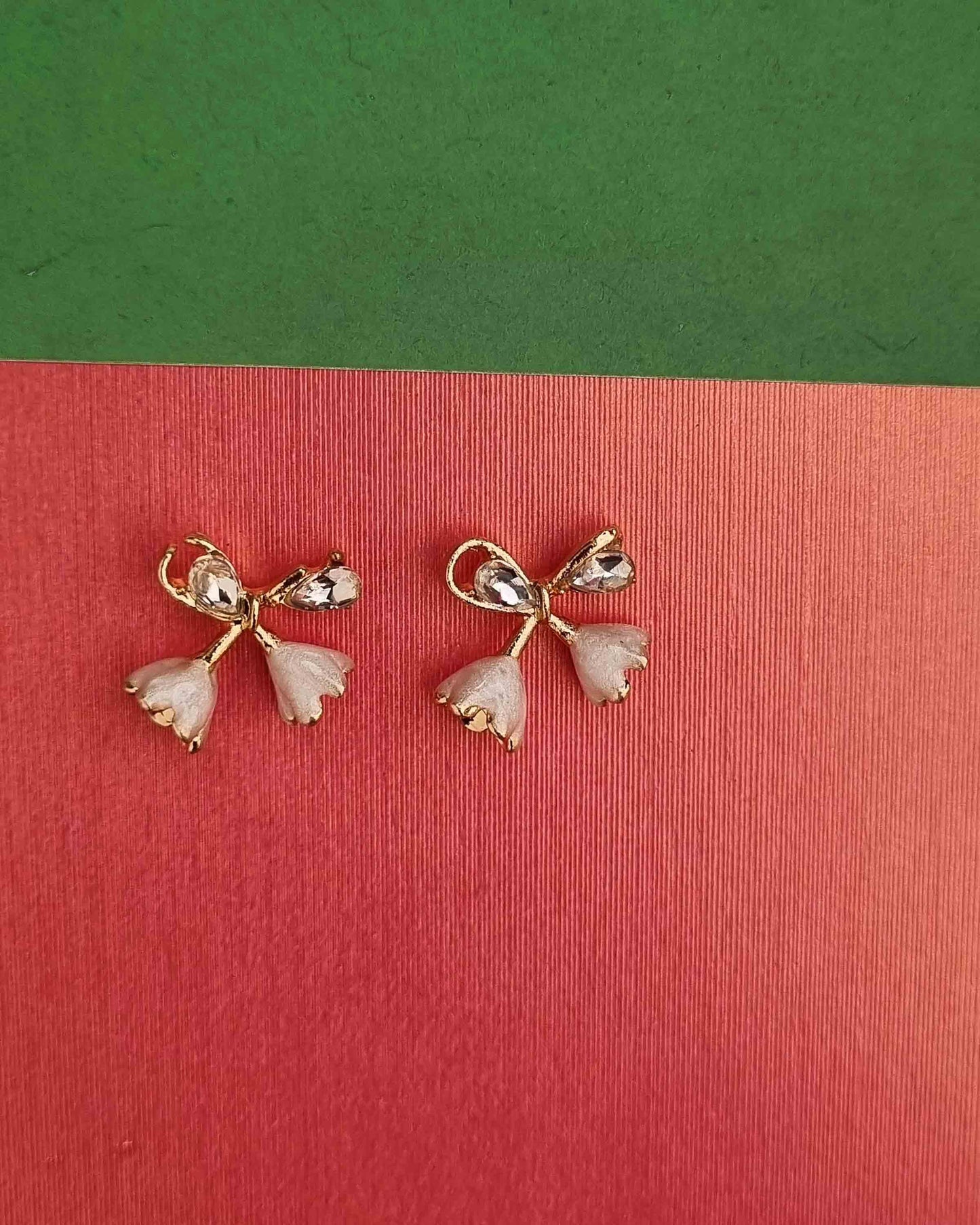 Bow Earrings with Rhinestones Attractive Sister