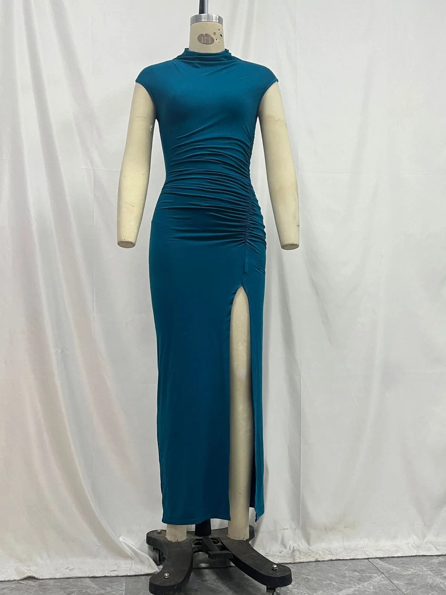 European And American Solid Color Slim-fit Sheath Dress Temperament Split CJ