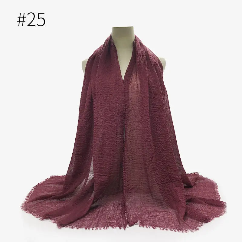 Bubble plain Scarf / cotton scarf fringes women soft solid hijab popular muffler shawls big Pashmina wrap hijab CJ