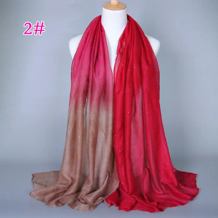 New cotton and linen Balinese women's scarf Classic hot stamping gradient autumn and winter women's scarf CJ