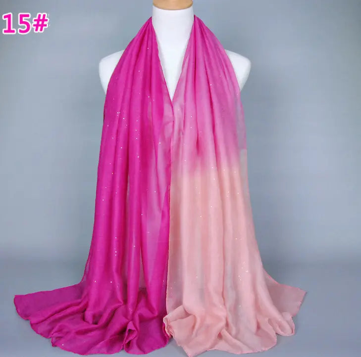 New cotton and linen Balinese women's scarf Classic hot stamping gradient autumn and winter women's scarf CJ