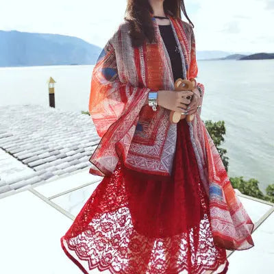Cotton and linen scarf CJ