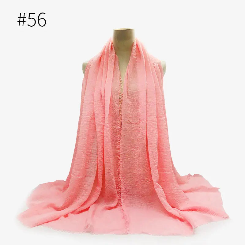 Bubble plain Scarf / cotton scarf fringes women soft solid hijab popular muffler shawls big Pashmina wrap hijab CJ