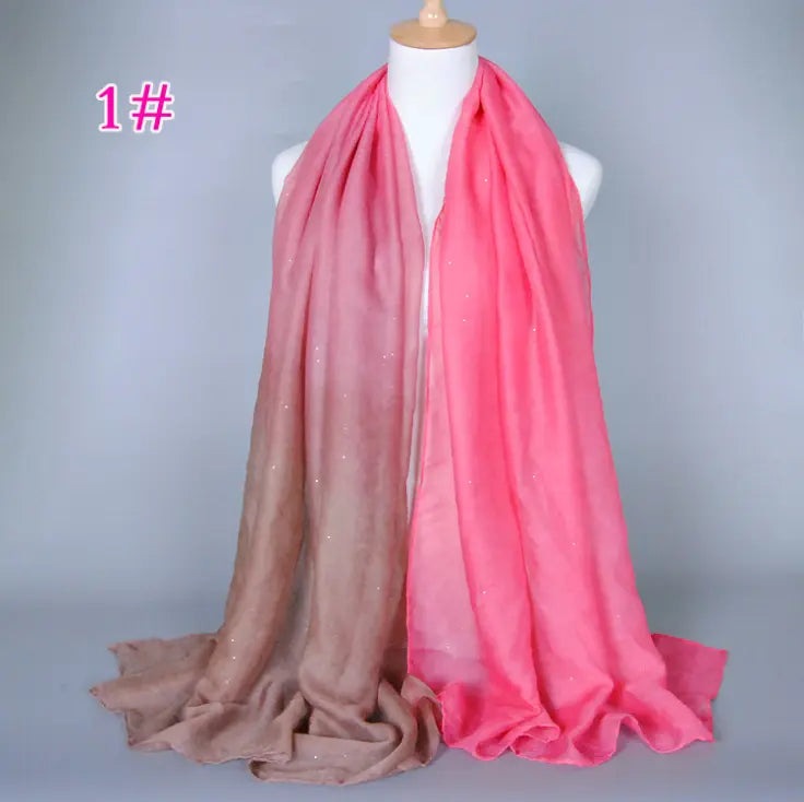 New cotton and linen Balinese women's scarf Classic hot stamping gradient autumn and winter women's scarf CJ