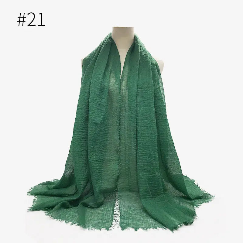 Bubble plain Scarf / cotton scarf fringes women soft solid hijab popular muffler shawls big Pashmina wrap hijab CJ