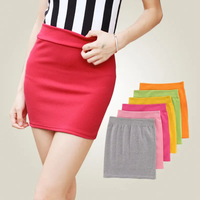 Fashion Women Ladies Sexy Summer Packs Hip Pencil Skirt High Waist Pleated Elastic Slim Mini Skirts for Office Party CJ
