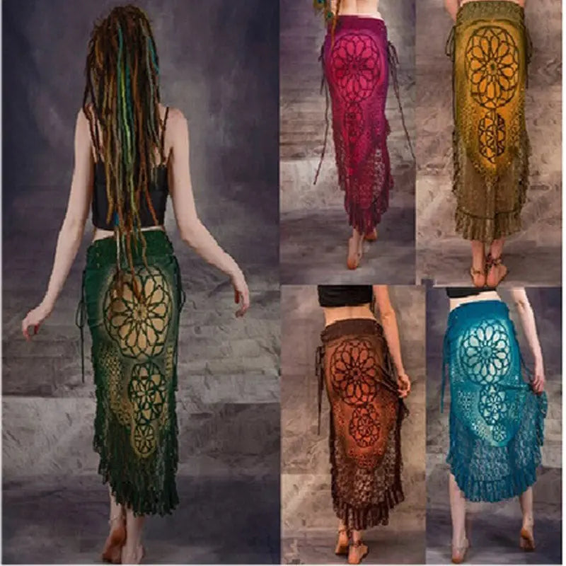 Digitally Printed Lace Stitching Irregular Skirt CJ