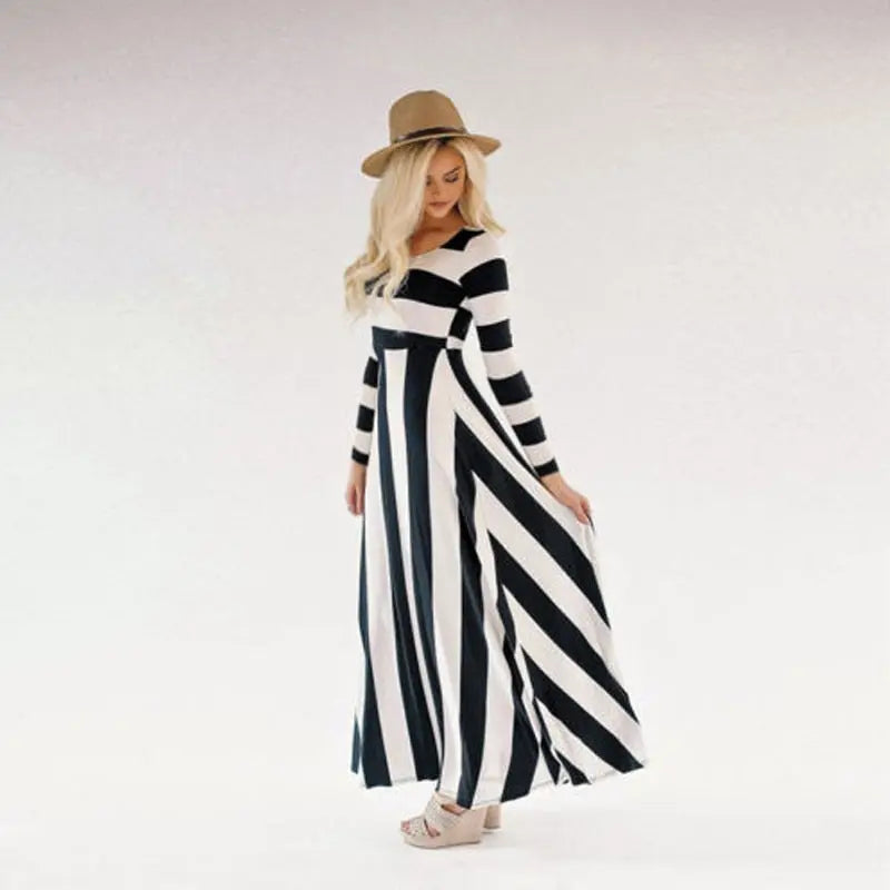 New long skirt striped loose dress women CJ