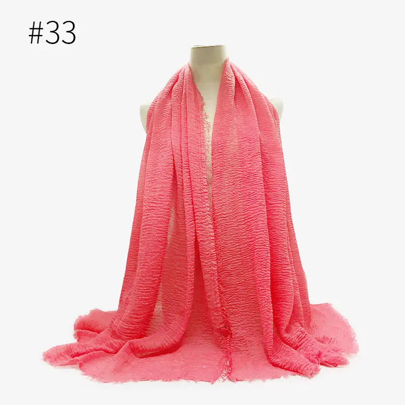 Bubble plain Scarf / cotton scarf fringes women soft solid hijab popular muffler shawls big Pashmina wrap hijab CJ