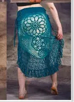 Digitally Printed Lace Stitching Irregular Skirt CJ