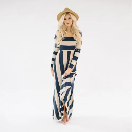 New long skirt striped loose dress women CJ