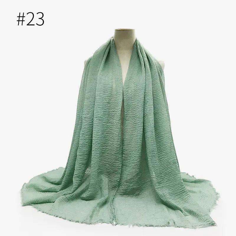 Bubble plain Scarf / cotton scarf fringes women soft solid hijab popular muffler shawls big Pashmina wrap hijab CJ