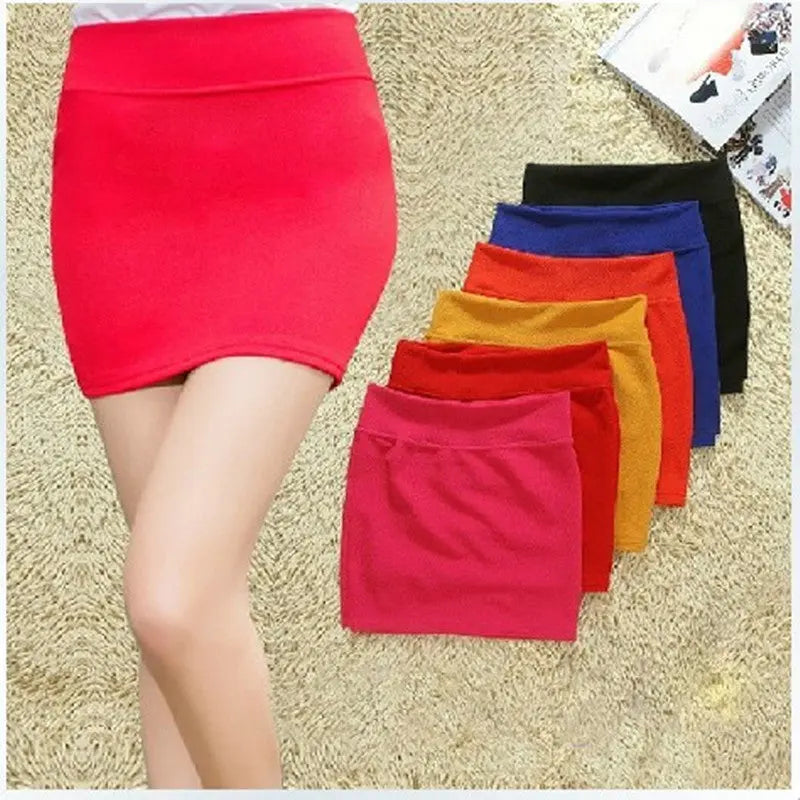 Fashion Women Ladies Sexy Summer Packs Hip Pencil Skirt High Waist Pleated Elastic Slim Mini Skirts for Office Party CJ
