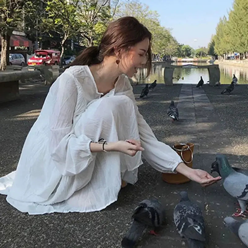 Long Skirt Temperament Sunscreen Chiffon Dress Women CJ