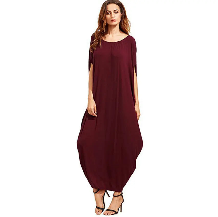 Loose Dress Cross-border Solid Color Pleated Long Skirt CJ