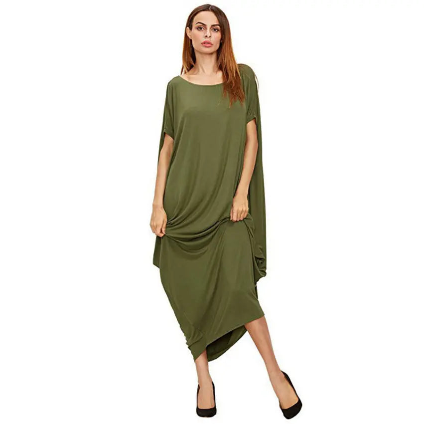 Loose Dress Cross-border Solid Color Pleated Long Skirt CJ