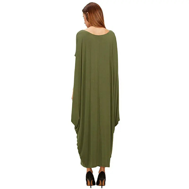Loose Dress Cross-border Solid Color Pleated Long Skirt CJ