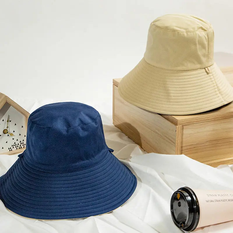 Japanese Net Red Double-Sided Face-Covering Big-Edge Sunscreen Fisherman Hat CJ
