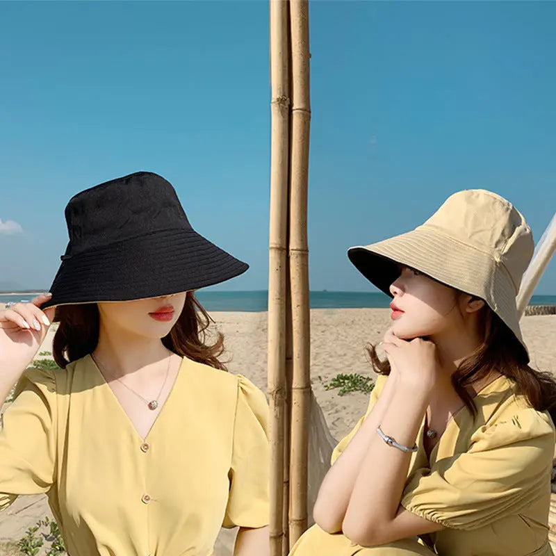 Japanese Net Red Double-Sided Face-Covering Big-Edge Sunscreen Fisherman Hat CJ