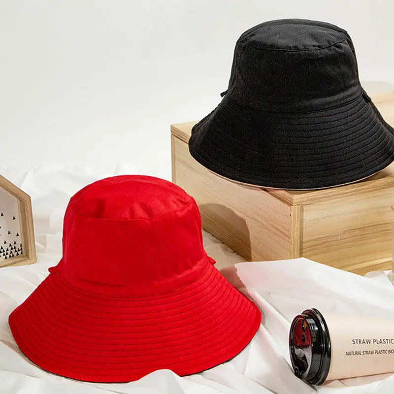 Japanese Net Red Double-Sided Face-Covering Big-Edge Sunscreen Fisherman Hat CJ
