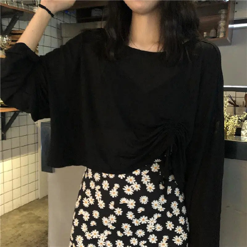 French First Love Loose And Thin Ins Long-Sleeved T-Shirt Fashion Suit CJ