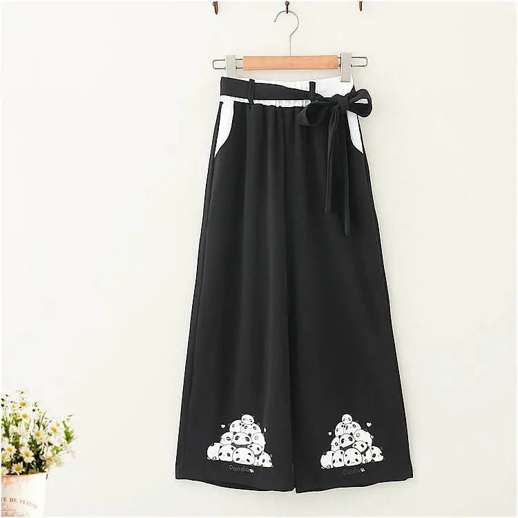Casual Pants Nine-Point Pants Girl Loose Wild Wide-Leg Pants Women CJ
