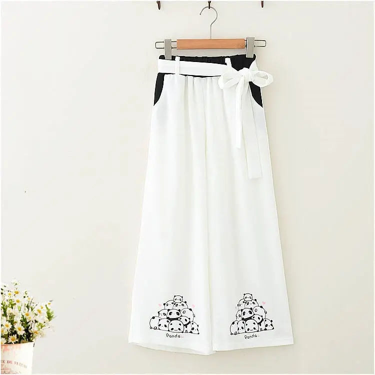 Casual Pants Nine-Point Pants Girl Loose Wild Wide-Leg Pants Women CJ