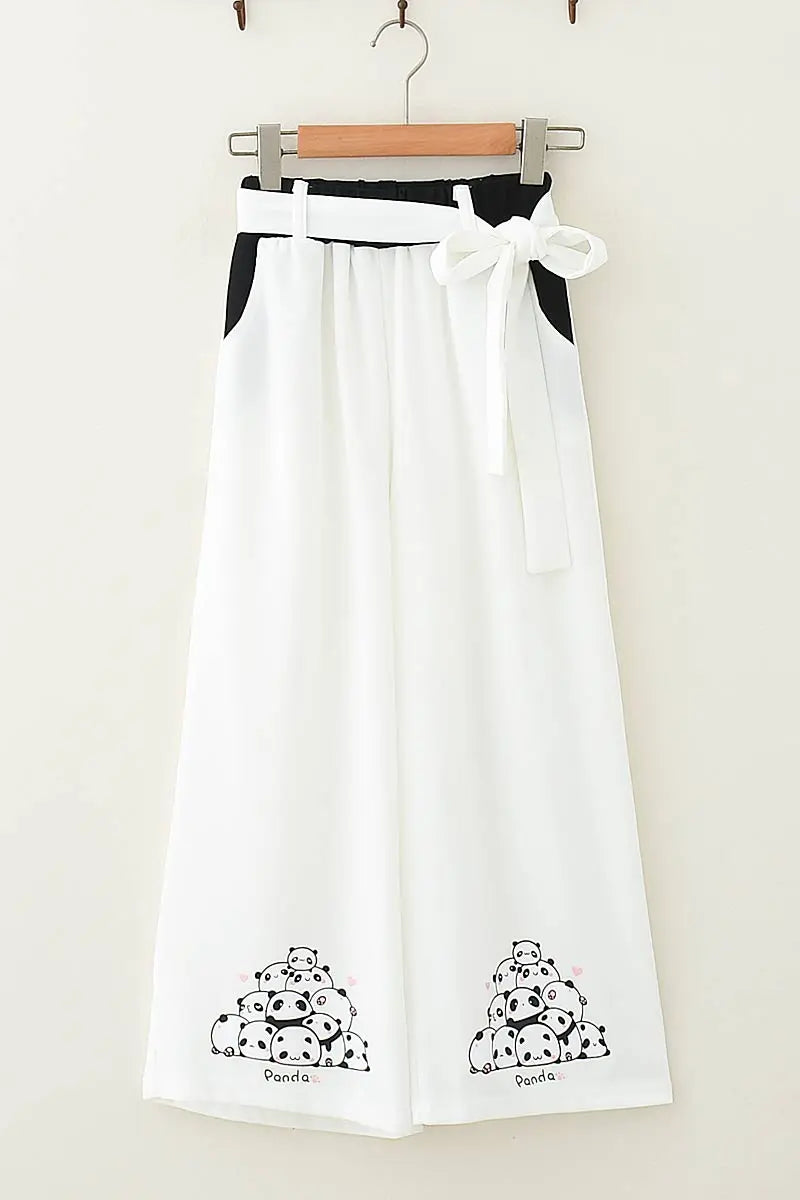 Casual Pants Nine-Point Pants Girl Loose Wild Wide-Leg Pants Women CJ