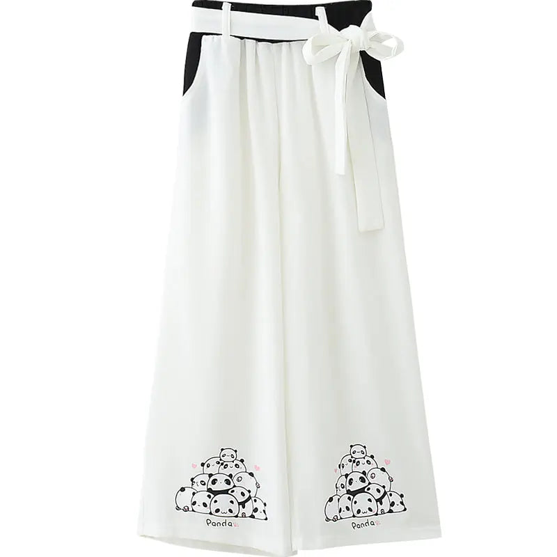 Casual Pants Nine-Point Pants Girl Loose Wild Wide-Leg Pants Women CJ
