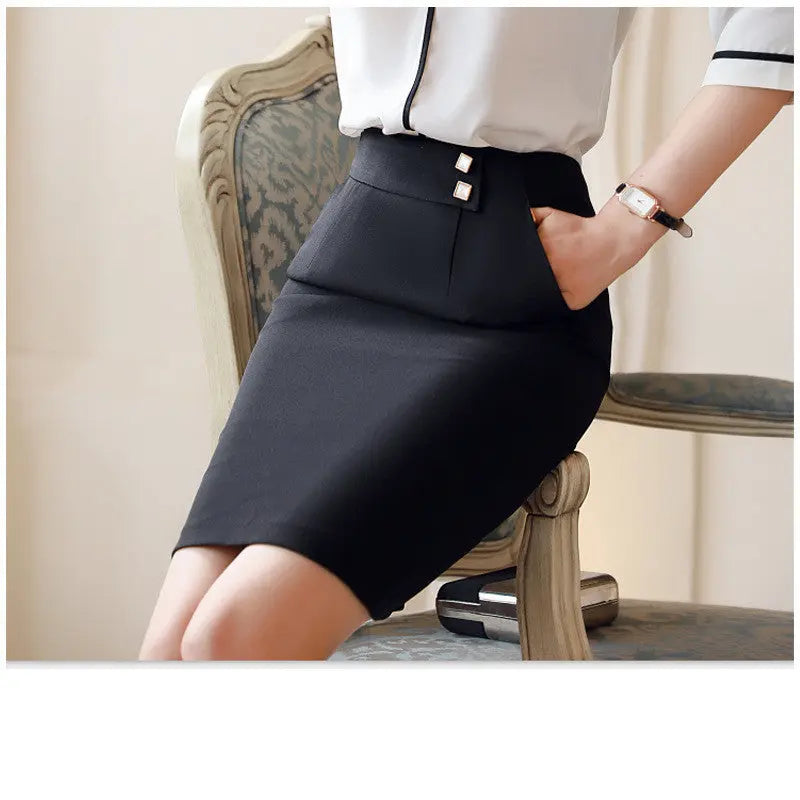 Suit Skirt Black One Step Skirt Professional Wear Bag Skirt CJ
